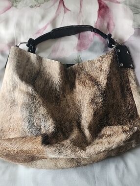 Hobo Bag in Brown with Leather Handle And Attached Pouch